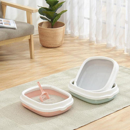 Ziggy Pupps Cat Plastic Cat Litter Box Cat Toilet With Border 40x25x15cm Pink S