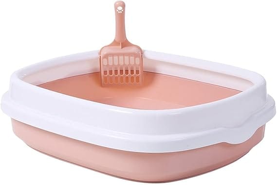 Ziggy Pupps Cat Plastic Cat Litter Box Cat Toilet With Border 40x25x15cm Pink S