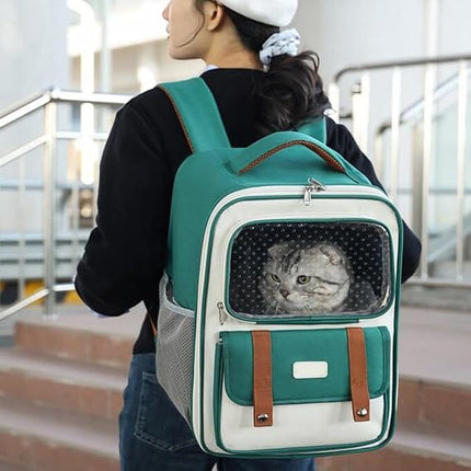 Ziggy Pupps cat Portable Cat Carrier Backpack Transparent Travel Bag for Small Pets Beige