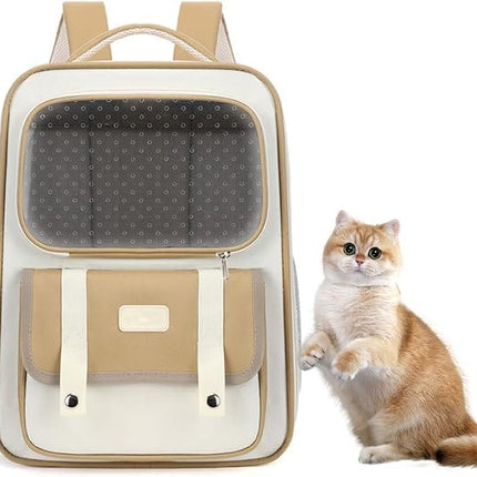 Ziggy Pupps cat Portable Cat Carrier Backpack Transparent Travel Bag for Small Pets Beige