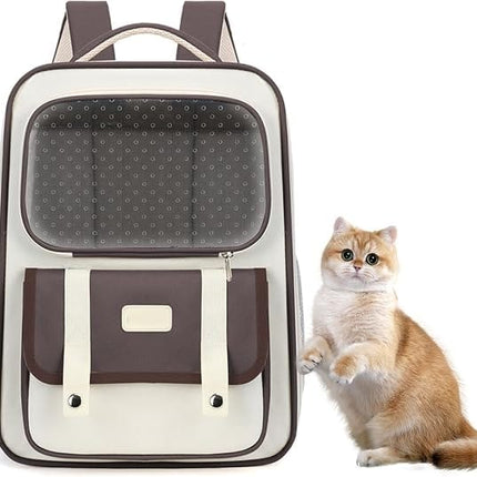 Ziggy Pupps cat Portable Cat Carrier Backpack Transparent Travel Bag for Small Pets Dark Brown