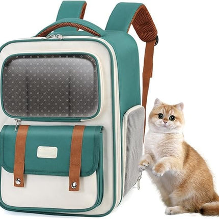 Ziggy Pupps cat Portable Cat Carrier Backpack Transparent Travel Bag for Small Pets Green