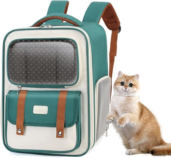 Ziggy Pupps cat Portable Cat Carrier Backpack Transparent Travel Bag for Small Pets Green