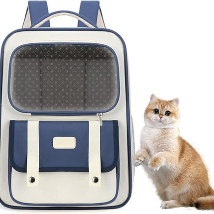 Ziggy Pupps cat Portable Cat Carrier Backpack Transparent Travel Bag for Small Pets Navy Blue
