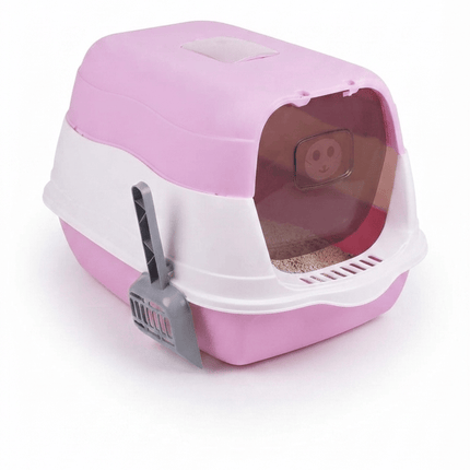 Ziggy Pupps Cat Premium Enclosed Cat Litter Box with Scoop Pink