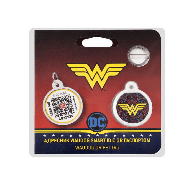 Ziggy Pupps Cat Print Smart ID Pet Tag Wau Dog Multicolored Wonderwoman