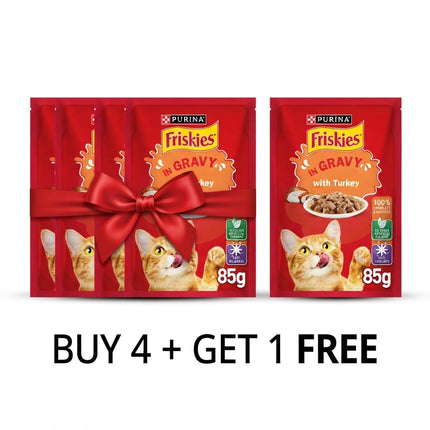 Ziggy Pupps Cat Purina Friskies Adult Cat Wet Food With Turkey In Gravy 85G Buy 4 Get 1 Free