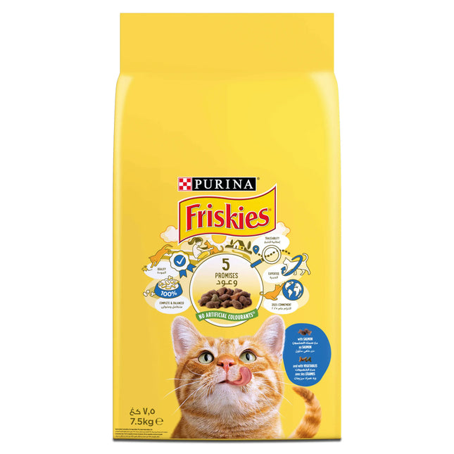 Ziggy Pupps Cat Purina Friskies Dry Food with Salmon And Vegetables for Adult Cats 7.5 kg