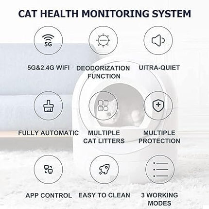 Ziggy Pupps Cat Self Cleaning Cat Litter Box Automatic Litter Box with 2.4G/5G Wi-Fi App Control And Odor Elimination