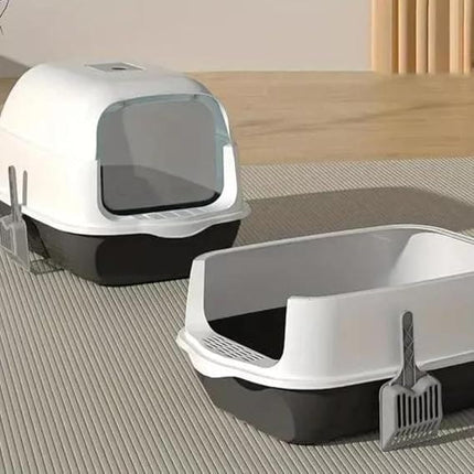 Ziggy Pupps Cat Semi Closed Covered Cat Litter Box with Scoop Size 35 × 50 cm Black
