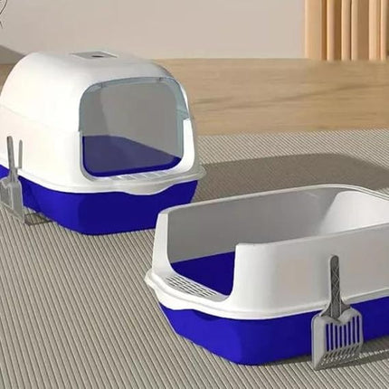 Ziggy Pupps Cat Semi Closed Covered Cat Litter Box with Scoop Size 35 × 50 cm Blue