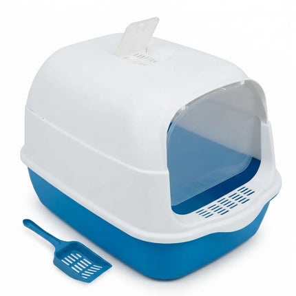 Ziggy Pupps Cat Semi Closed Covered Cat Litter Box with Scoop Size 35 × 50 cm Blue