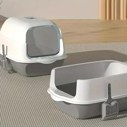Ziggy Pupps Cat Semi Closed Covered Cat Litter Box with Scoop Size 35 × 50 cm Gray