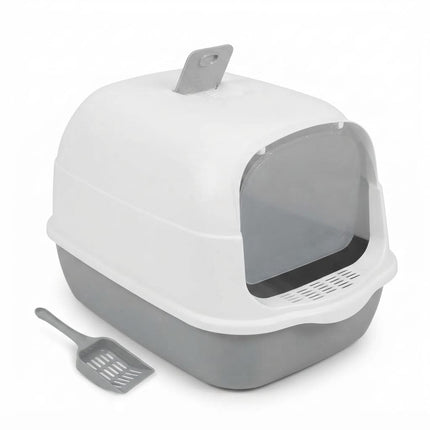 Ziggy Pupps Cat Semi Closed Covered Cat Litter Box with Scoop Size 35 × 50 cm Gray