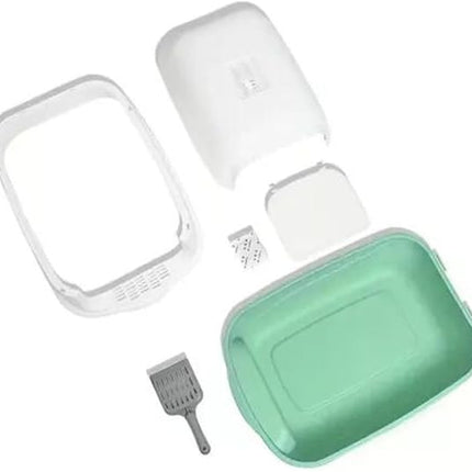 Ziggy Pupps Cat Semi Closed Covered Cat Litter Box with Scoop Size 35 × 50 cm Green