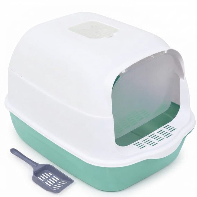 Ziggy Pupps Cat Semi Closed Covered Cat Litter Box with Scoop Size 35 × 50 cm Green