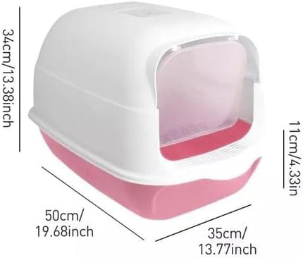 Ziggy Pupps Cat Semi Closed Covered Cat Litter Box with Scoop Size 35 × 50 cm Pink