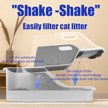 Ziggy Pupps Cat Semi Enclosed Cat Litter Box XL Large Sifting Litter Box 55× 40×H27 cm Green