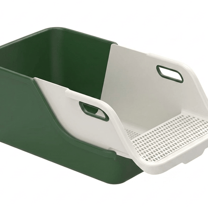 Ziggy Pupps Cat Semi Enclosed Cat Litter Box XL Large Sifting Litter Box 55× 40×H27 cm Green