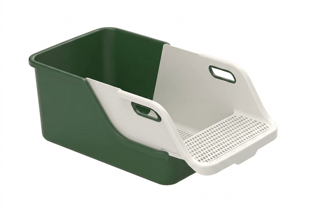 Ziggy Pupps Cat Semi Enclosed Cat Litter Box XL Large Sifting Litter Box 55× 40×H27 cm Green