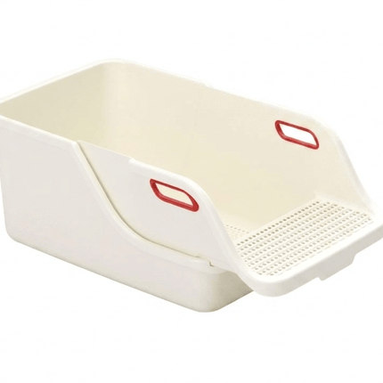 Ziggy Pupps Cat Semi Enclosed Cat Litter Box XL Large Sifting Litter Box 55× 40×H27 cm white