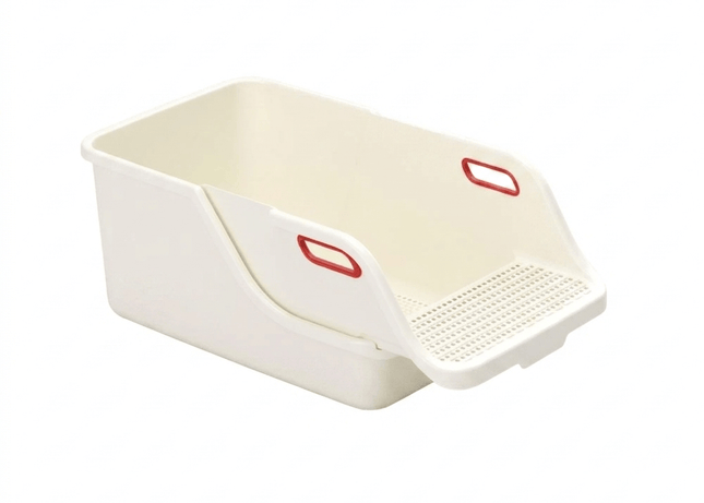 Ziggy Pupps Cat Semi Enclosed Cat Litter Box XL Large Sifting Litter Box 55× 40×H27 cm white