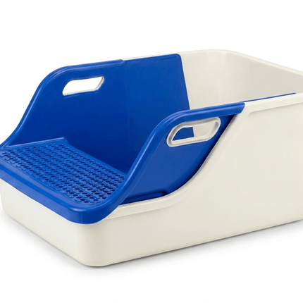 Ziggy Pupps Cat Semi Enclosed Cat Litter Box XL Large Sifting Litter Box 55× 40×H27 cm white