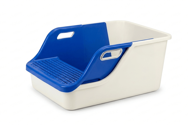 Ziggy Pupps Cat Semi Enclosed Cat Litter Box XL Large Sifting Litter Box 55× 40×H27 cm white