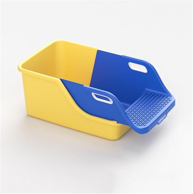 Ziggy Pupps Cat Semi Enclosed Cat Litter Box XL Large Sifting Litter Box 55× 40×H27 cm Yellow