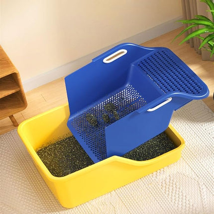 Ziggy Pupps Cat Semi Enclosed Cat Litter Box XL Large Sifting Litter Box 55× 40×H27 cm Yellow