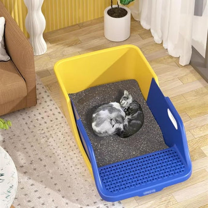 Ziggy Pupps Cat Semi Enclosed Cat Litter Box XL Large Sifting Litter Box 55× 40×H27 cm Yellow
