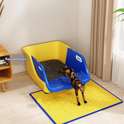 Ziggy Pupps Cat Semi Enclosed Cat Litter Box XL Large Sifting Litter Box 55× 40×H27 cm Yellow