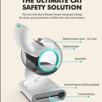 Ziggy Pupps Cat Smart Automatic Cat Litter Box Self Cleaning Wi Fi App Control Multi Cat Friendly