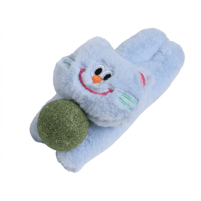 Ziggy Pupps Cat Soft Plush Cat Toy with Natural Catnip Ball Light Blue