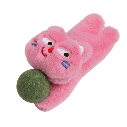 Ziggy Pupps Cat Soft Plush Cat Toy with Natural Catnip Ball Pink
