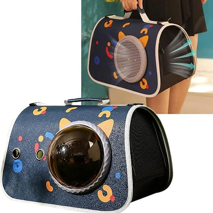 Ziggy Pupps Cat Starry Sky Pet Carrier Breathable Transparent Window Travel Bag Blue