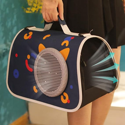 Ziggy Pupps Cat Starry Sky Pet Carrier Breathable Transparent Window Travel Bag Blue