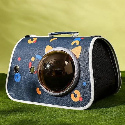 Ziggy Pupps Cat Starry Sky Pet Carrier Breathable Transparent Window Travel Bag Blue