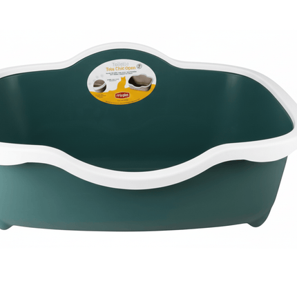 Ziggy Pupps Cat Stefanplast Green And White Cat Litter Tray with Rim 56x38.5x26cm 1 pcs