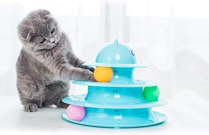 Ziggy Pupps Cat Tower of Tracks Interactive Cat Toy Multi Level Play Circuit with Rolling Balls Pink