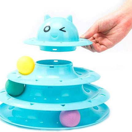 Ziggy Pupps Cat Tower of Tracks Interactive Cat Toy Multi Level Play Circuit with Rolling Balls Pink
