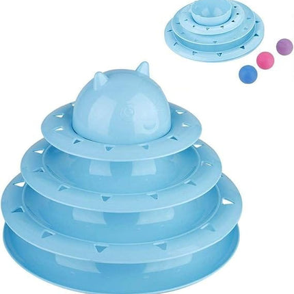 Ziggy Pupps Cat Tower of Tracks Interactive Cat Toy Multi Level Play Circuit with Rolling Balls Pink