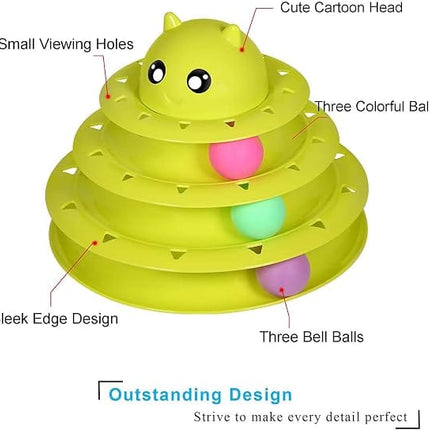 Ziggy Pupps Cat Tower of Tracks Interactive Cat Toy Multi Level Play Circuit with Rolling Balls Yellow