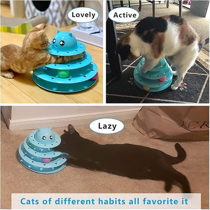 Ziggy Pupps Cat Tower of Tracks Interactive Cat Toy Multi Level Play Circuit with Rolling Balls Yellow