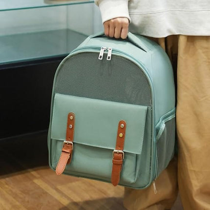 Ziggy Pupps Cat Vintage Style Cat Carrier Backpack Portable Mesh Travel Bag Mint Green