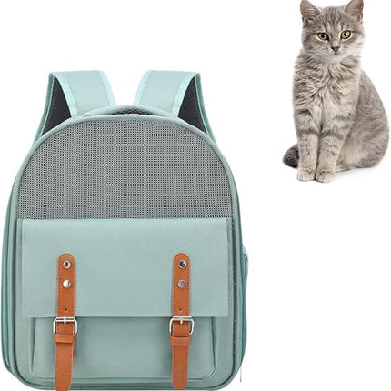 Ziggy Pupps Cat Vintage Style Cat Carrier Backpack Portable Mesh Travel Bag Mint Green