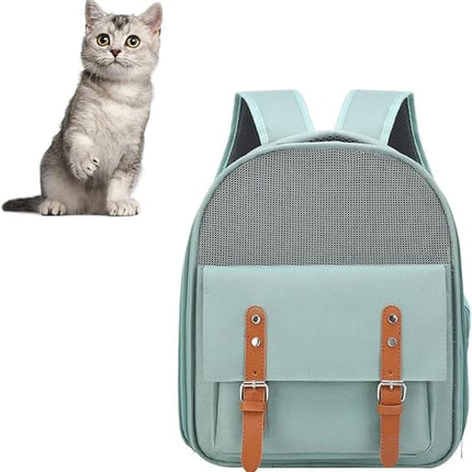 Ziggy Pupps Cat Vintage Style Cat Carrier Backpack Portable Mesh Travel Bag Mint Green