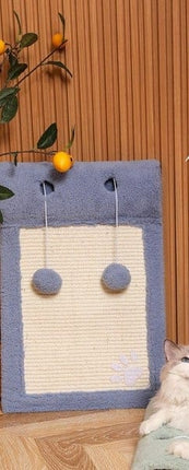 Ziggy Pupps Cat Wooden Cat Scratching Board with Sisal and Pom-Pom Toy Sage Green