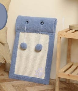 Ziggy Pupps Cat Wooden Cat Scratching Board with Sisal and Pom-Pom Toy Sage Green