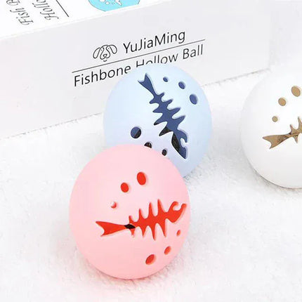 Ziggy Pupps Cat YuJaiMing Fish Bone Hollow Ball 3 Pcs